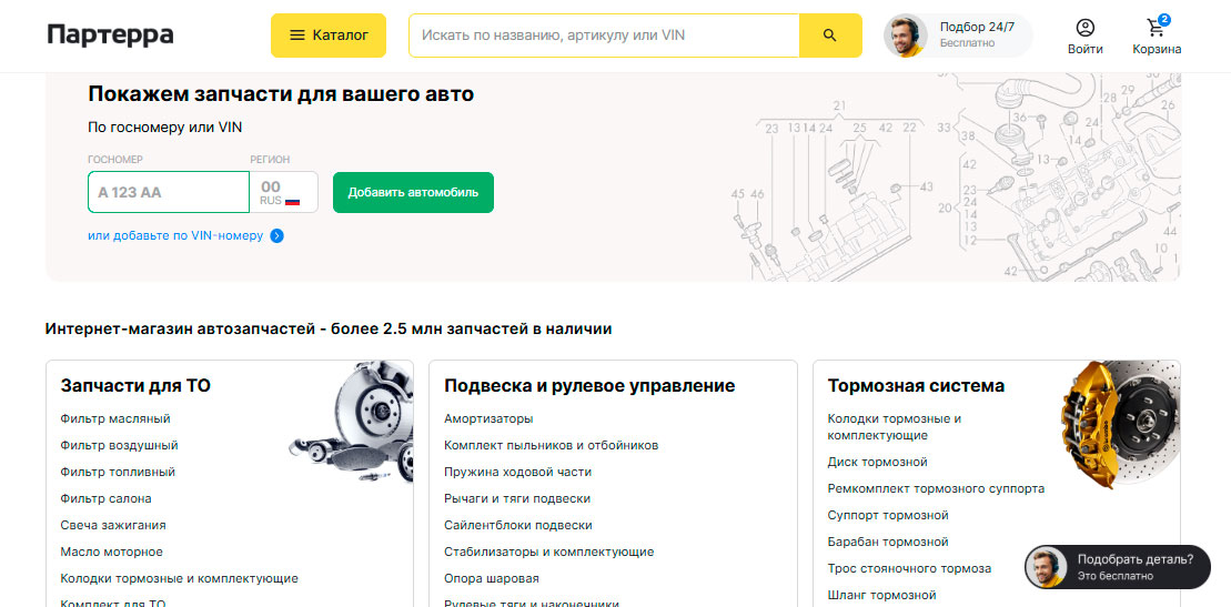 Главная страница сайта Партерра