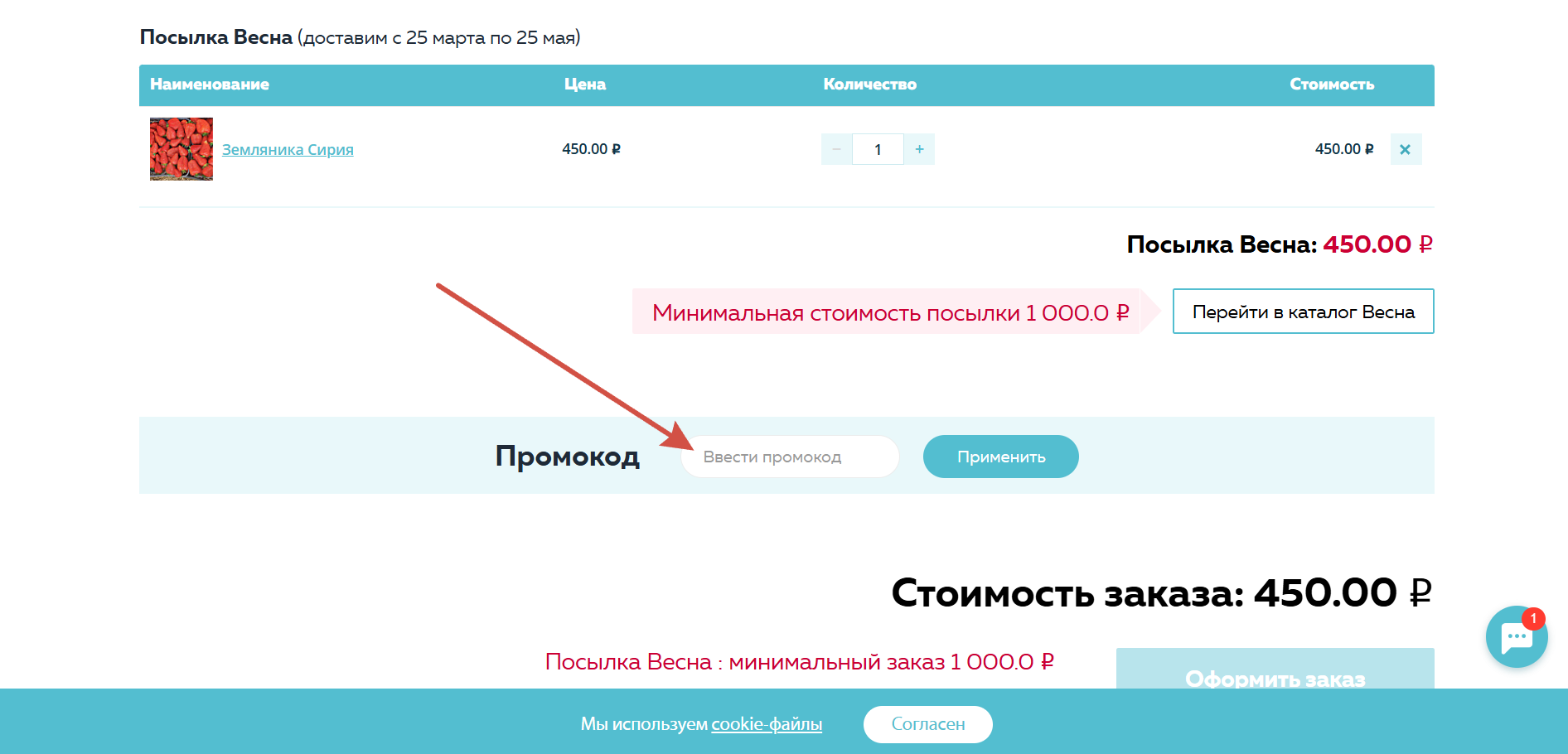 Как применить промокод Сады России